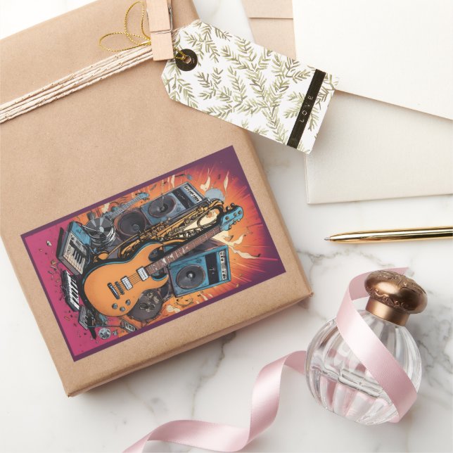 Adesivo Retangular Instrumentos Musicais (Presentear)