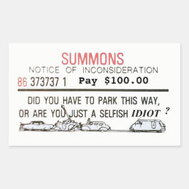 Adesivo Retangular Intimação má do estacionamento