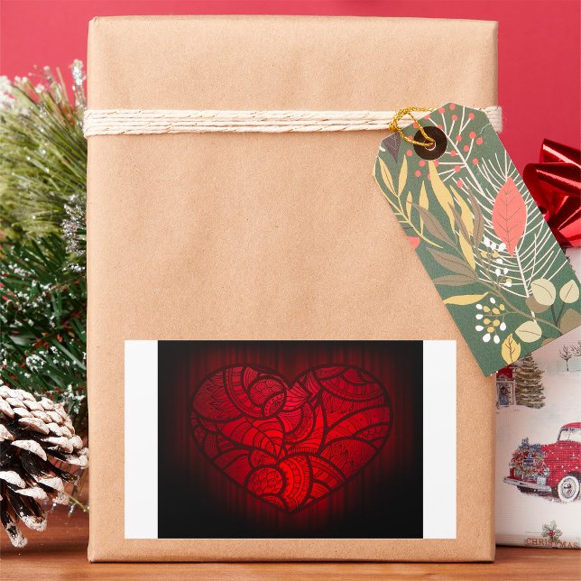 Adesivo Retangular Intrate Red Mandala Heart Romantic Boho Patterno (Criador carregado)