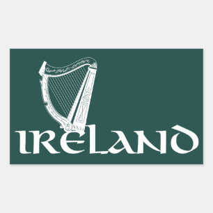 Adesivo Retangular Ireland Harp Design, Irish Harp