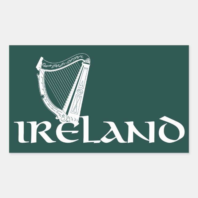 Adesivo Retangular Ireland Harp Design, Irish Harp (Frente)