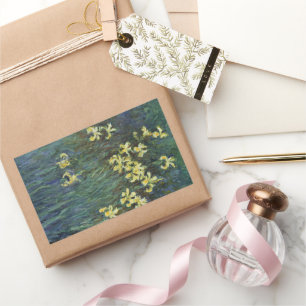 Adesivo Retangular Íris Amarelas por Claude Monet, Arte Fina Vintage