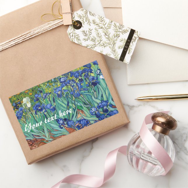 Adesivo Retangular Irisa Vincent van Gogh Blue Flower Field Art (Presentear)