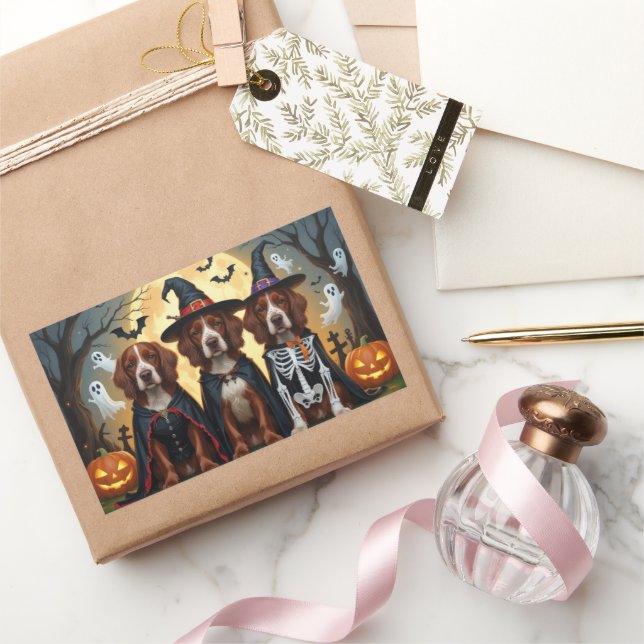 Adesivo Retangular Irish Red Setter Dogs Pumpkin Halloween Engraçado (Presentear)