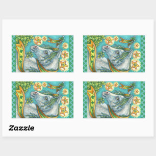 ADESIVO RETANGULAR IRISH UNICORN, RUA. CAVALO FANTASIA DO DIA DE PATR