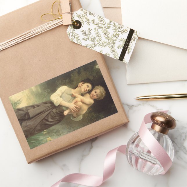 Adesivo Retangular Irmão e Irmã por William Adolphe Bouguereau (Presentear)