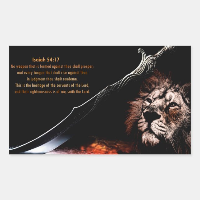Adesivo Retangular Isaiah 54:17 (Frente)