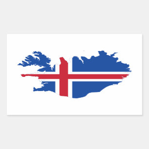 Adesivo Retangular Islândia É mapa da bandeira de Ísland