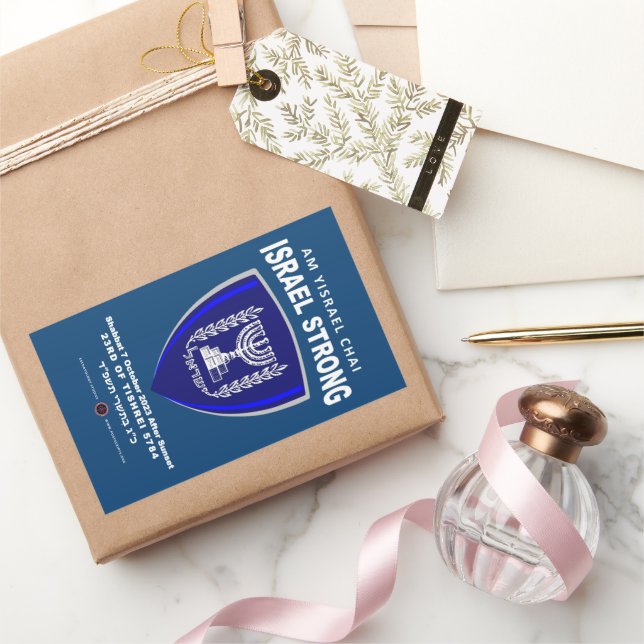 Adesivo Retangular Israel Forte - Am Yisrael Chai (Presentear)