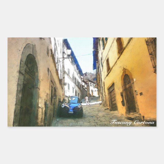 Adesivo Retangular Italia Tuscany Cortona. (Frente)