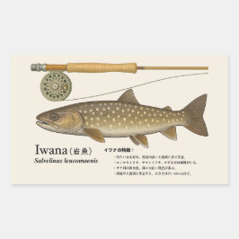 Adesivo Retangular Iwana (Salvelinus leucomaenis) – Ilustração Japone
