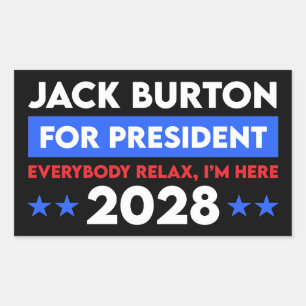 Adesivo Retangular Jack Burton Para Presidente 2028