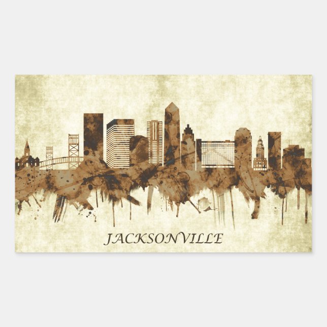 Adesivo Retangular Jacksonville Florida Cityscape (Frente)