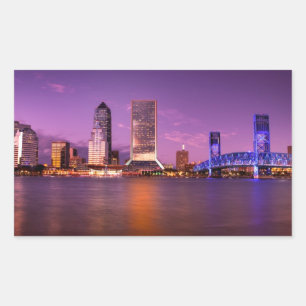 Adesivo Retangular Jacksonville Florida Skyline à noite