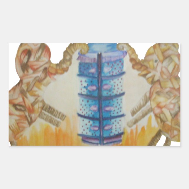 Adesivo Retangular Jambo Jumbo African Kids Elephants Art Impressão (Frente)