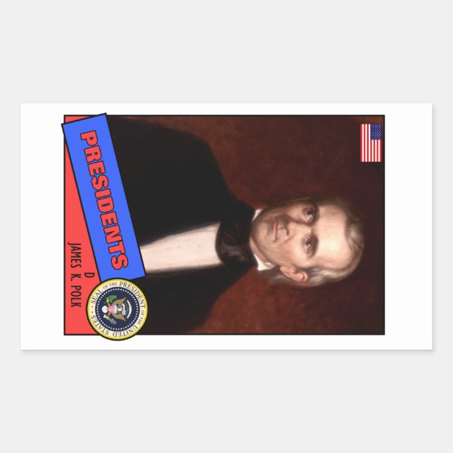 Adesivo Retangular James K. Polk Baseball Card (Frente)