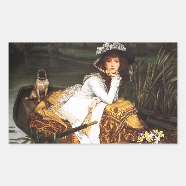 Adesivo Retangular James Tissot Young Lady in a Boat Stickers (Frente)
