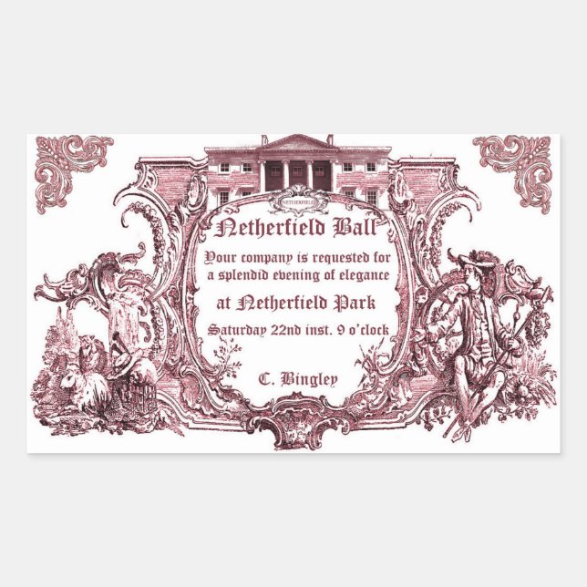 Adesivo Retangular Jane Austen: Dutch Ball Sticker (Frente)