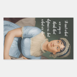 Adesivo Retangular Jane Austen portrait and quote