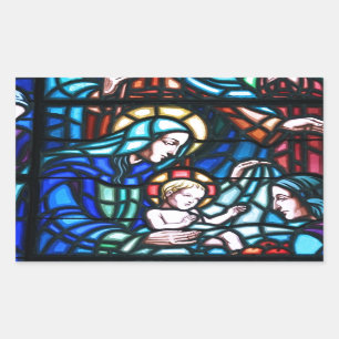 Adesivo Retangular Janela de vitral da natividade