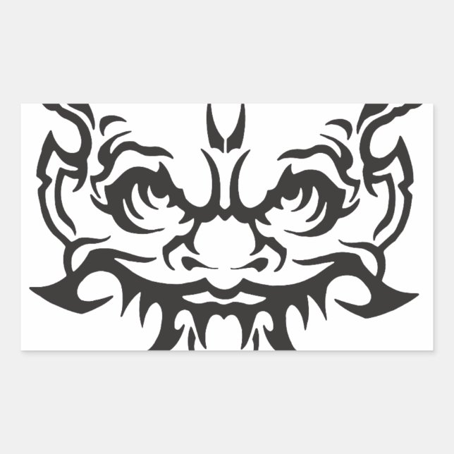 Adesivo Retangular Japonês Tattoo Oni Demon (Frente)