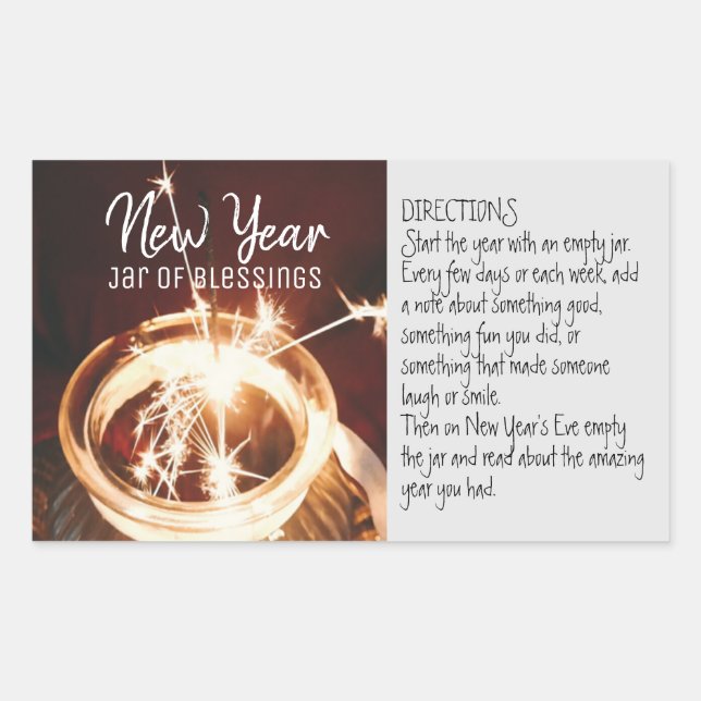 Adesivo Retangular Jar de Ano Novo das Bênçãos (Frente)