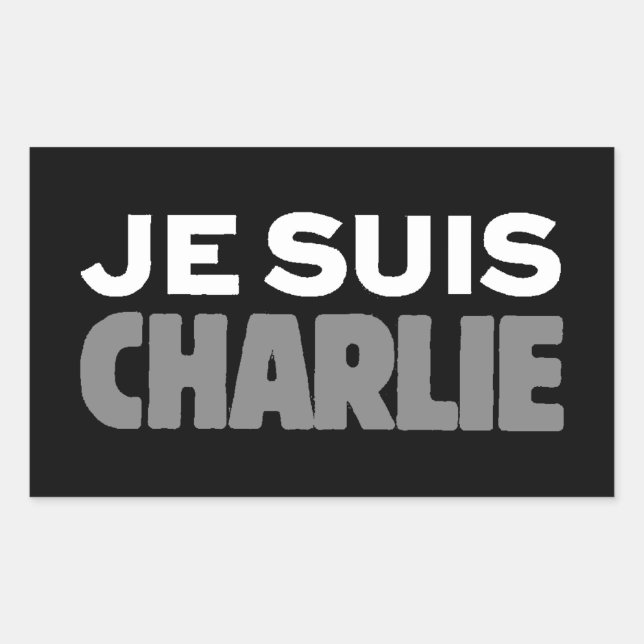 Adesivo Retangular Je Suis Charlie - Sou Charlie Black (Frente)