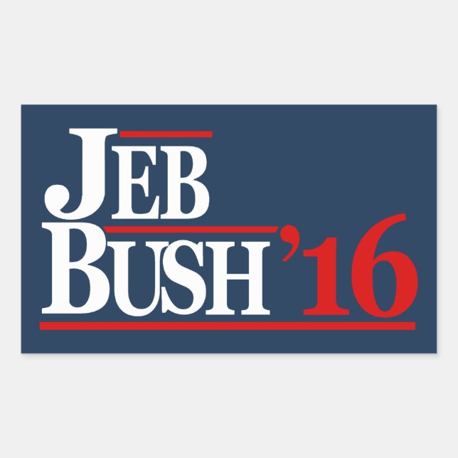 Adesivo Retangular Jeb Bush 2016 Stickers (Frente)