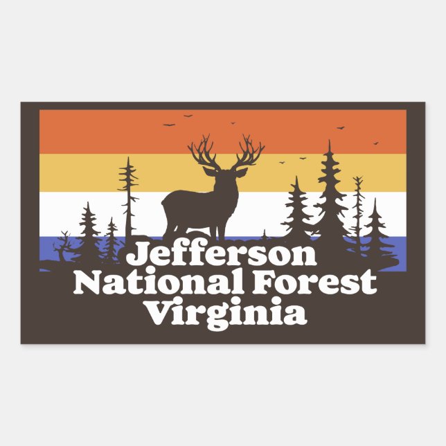Adesivo Retangular Jefferson National Forest Virginia (Frente)