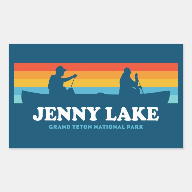 Adesivo Retangular Jenny Lake Grand Teton National Park Canoe (Frente)