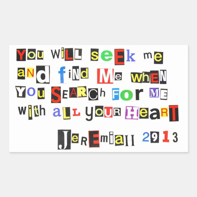 Adesivo Retangular Jeremiah 29:13 (Frente)