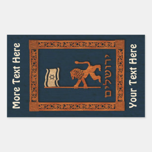 Adesivo Retangular Jerusalem Day Lion com Bandeira