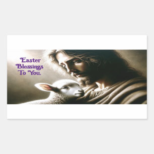 Adesivo Retangular Jesus Com Vinheta De Lâmpada