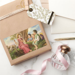 Adesivo Retangular Jesus Cristo Ensinando Crianças, Religião Antiga