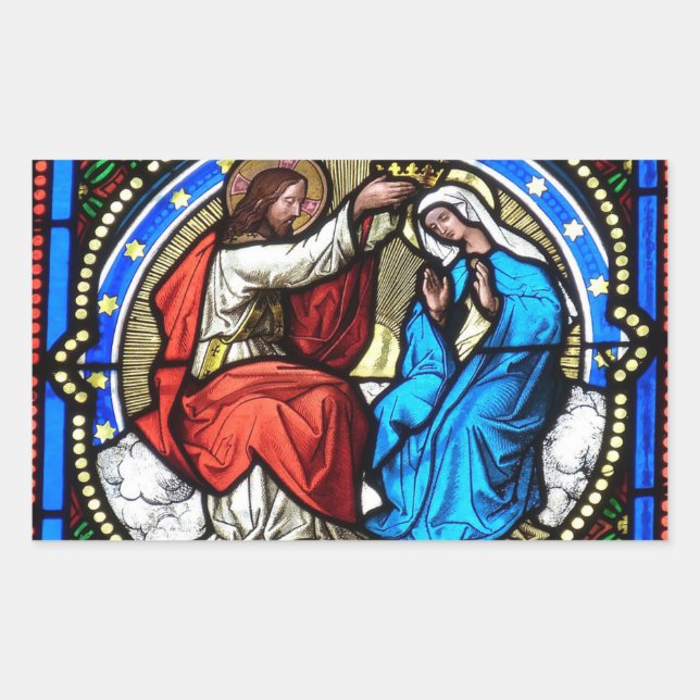 Adesivo Retangular Jesus Cristo Mãe Maria Arrumou Vidros (Frente)