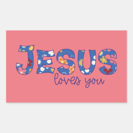 Adesivo Retangular Jesus te ama