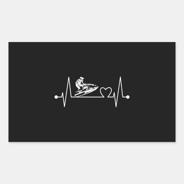 Adesivo Retangular Jet Ski Heartbeat Heart Line (Frente)