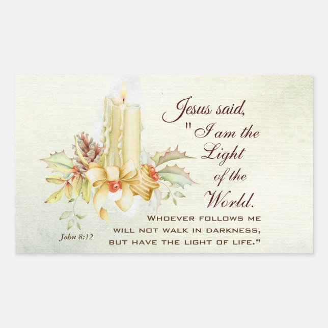 Adesivo Retangular João 8:12 Jesus disse, eu sou a Luz do Mundo (Frente)
