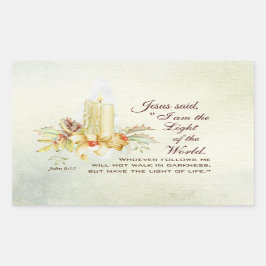 Adesivo Retangular João 8:12 Jesus disse, eu sou a Luz do Mundo