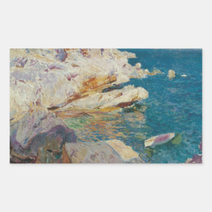 Adesivo Retangular Joaquin Sorolla-Rocks de Javea e o Barco Branco