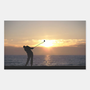 Adesivo Retangular Jogando Golfe No Sunset