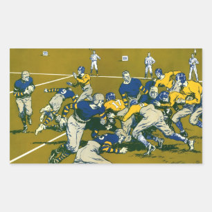 Adesivo Retangular Jogos de futebol Vintage, equipes Douradas vs Blue