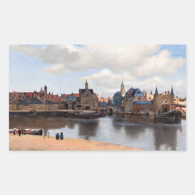 Adesivo Retangular Johannes Vermeer - Visão de Delft (Frente)