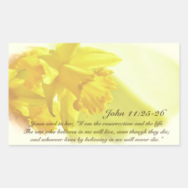 Adesivo Retangular John 11:25-26, Primavera Yellow Daffodils