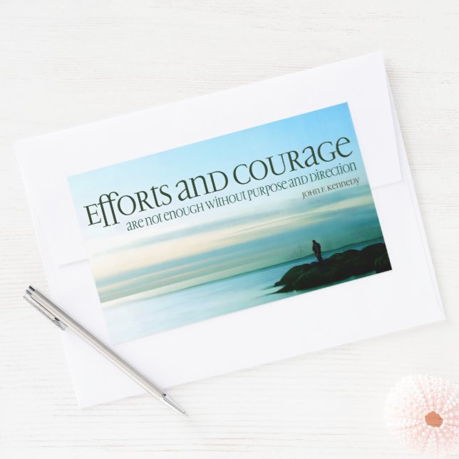 Adesivo Retangular John F. Kennedy Inspirational Citação "Propósito" (Envelope)