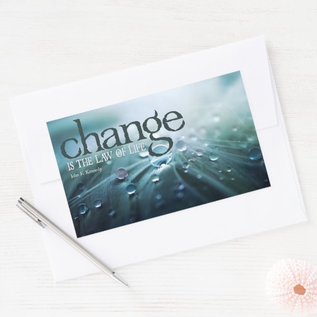 Adesivo Retangular John F. Kennedy Inspirational Cote "Mudança" (Envelope)