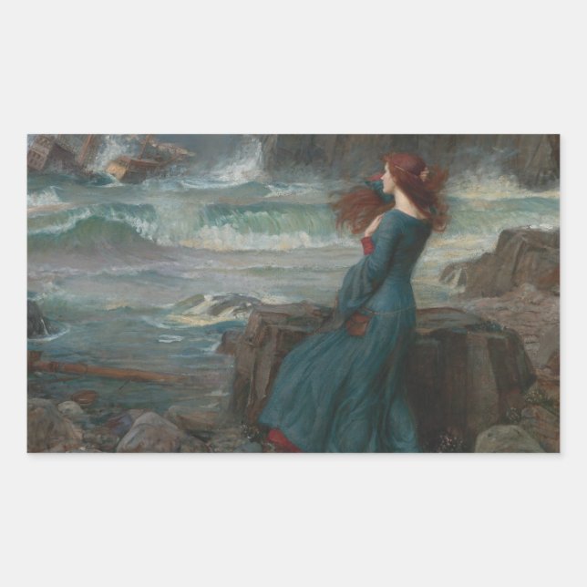 Adesivo Retangular John William Waterhouse - Miranda - O Tempest (Frente)