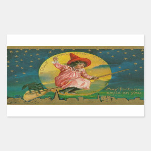 Adesivo Retangular Jolly Halloween Vintage Witch