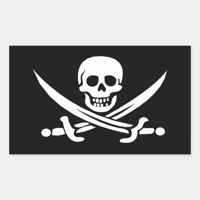 Adesivo Retangular Jolly Roger voou por Calico Jack (Frente)