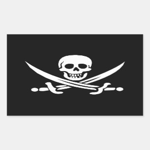 Adesivo Retangular Jolly Roger voou por Calico Jack